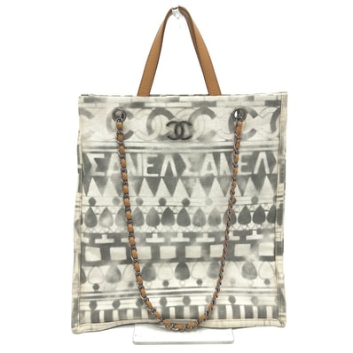 シャネル CHANEL アイコンショッピングトート CC ココマーク 2WAY カバン チェーン トートバッグ ショルダーバッグ キャンバス/レザー ベージュ