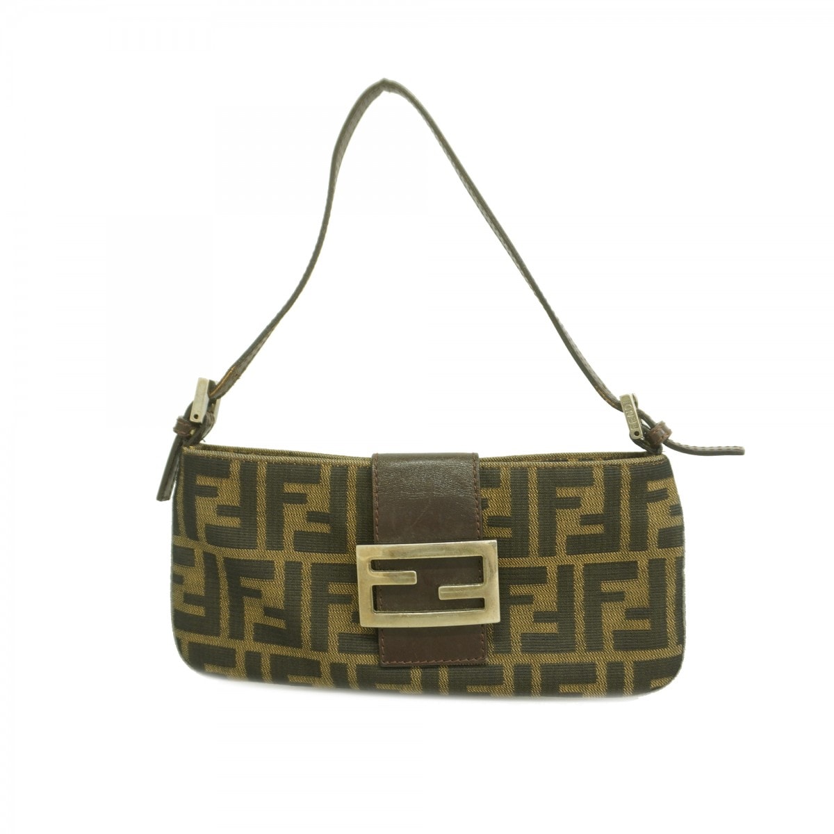 【6dd4354】フェンディ ハンドバッグ ズッカ ナイロンキャンバス ブラウン シルバー金具【中古】レディース