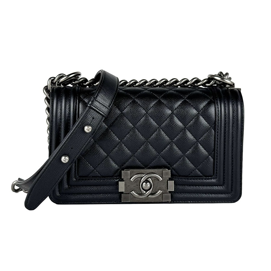 シャネル CHANEL ショルダーバッグ ボーイシャネル スモール キャビアスキンレザー ブラック レディース【中古】 z11089