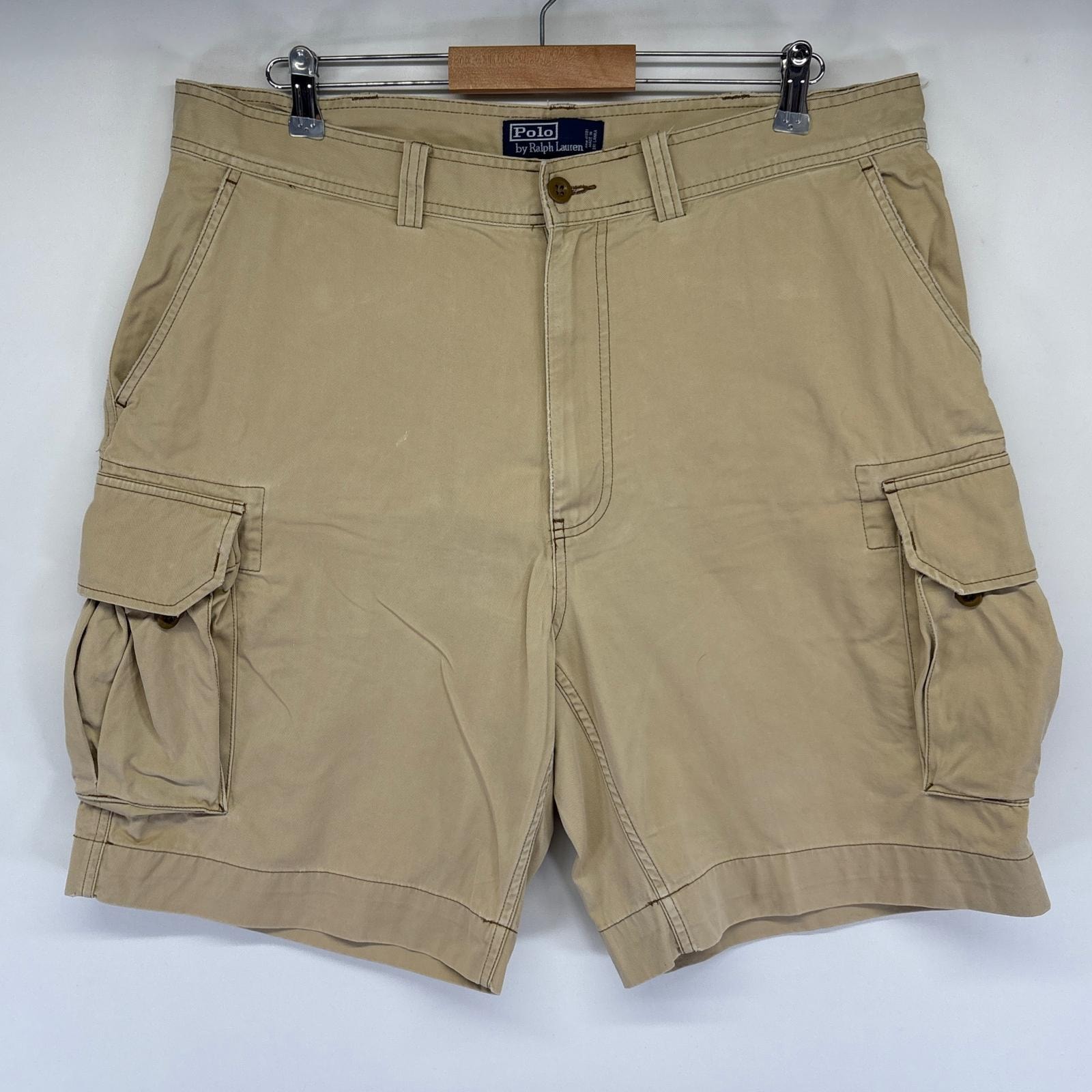 古着 ポロバイラルフローレン Polo by Ralph Lauren ショートパンツ チノ カーゴ ポロチノ ハーフパンツ ワンポイントロゴ w38  ベージュ メンズ