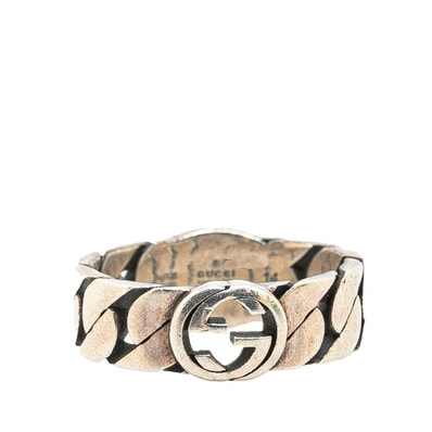 グッチ インターロッキングG リング 指輪 #14 SV925 シルバー レディース GUCCI 【中古】