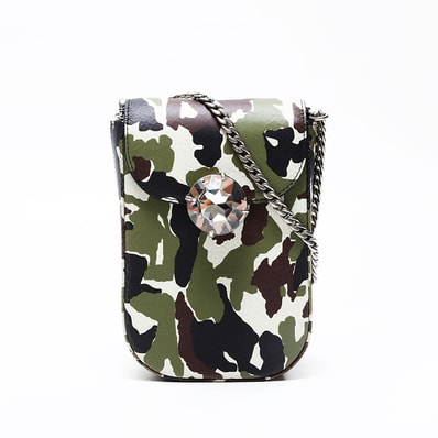 ミュウ ミュウ Miu Miu 迷彩 クリスタル ポシェット フォンケース ショルダーバッグ【中古】