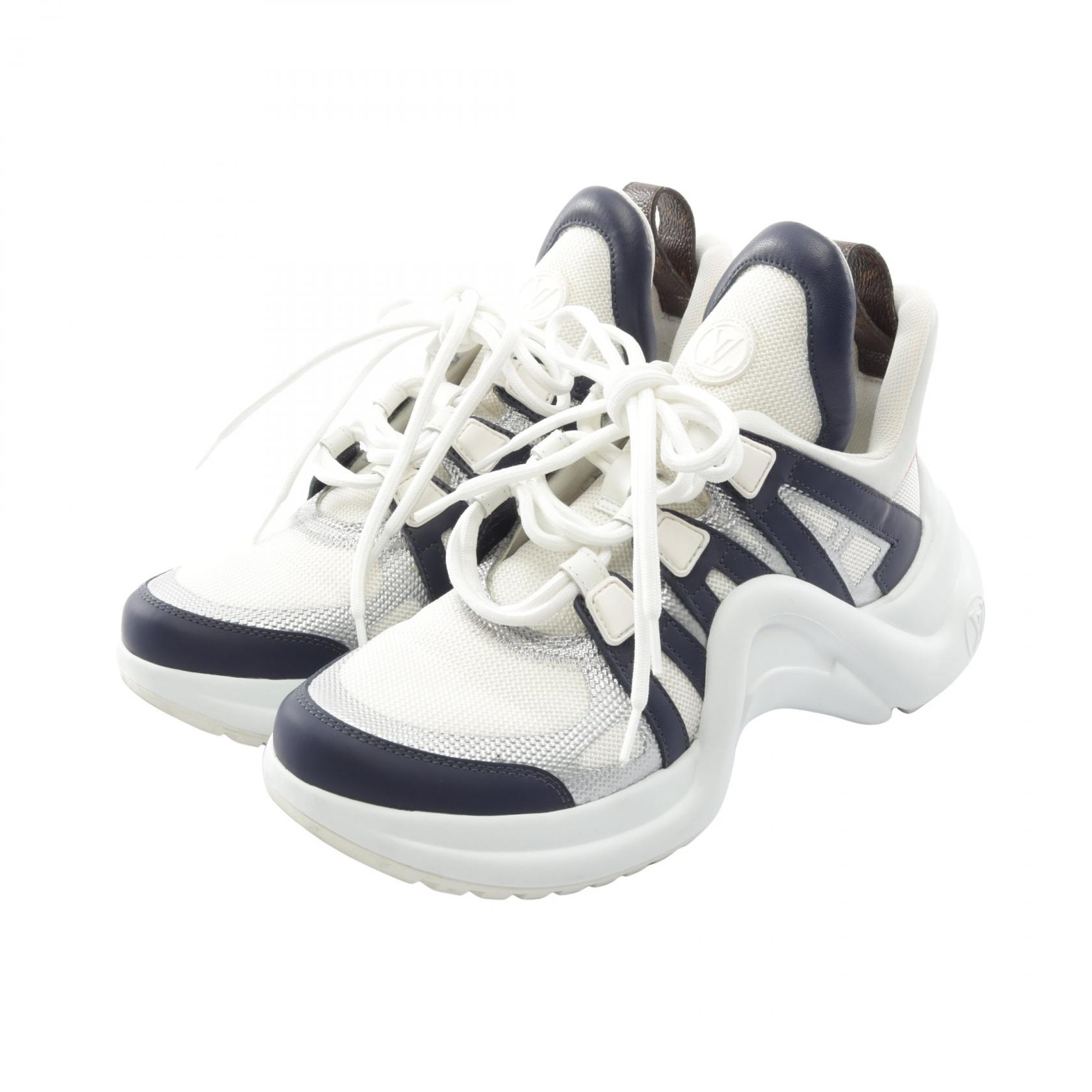 ルイ・ヴィトン LOUIS VUITTON LVアークライトライン スニーカー 靴 ファブリック レディース ネイビー系 / ホワイト系 【中古】
