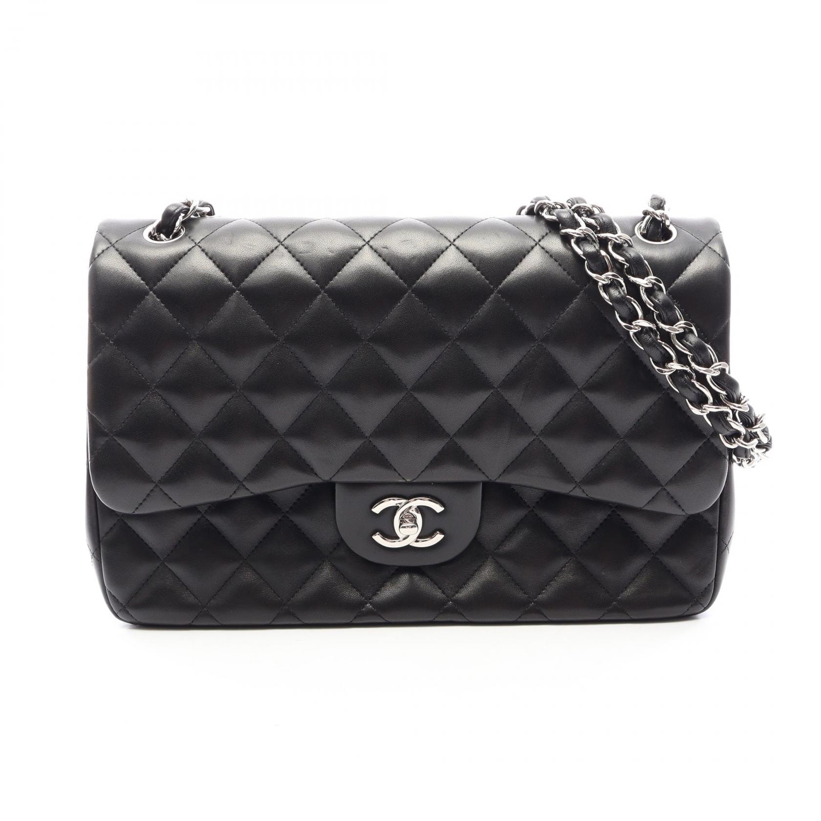 シャネル CHANEL デカマトラッセ30 クラシック ラージ Wフラップ ショルダーバッグ バッグ ラムスキン(羊革) レディース ブラック系 【中古】