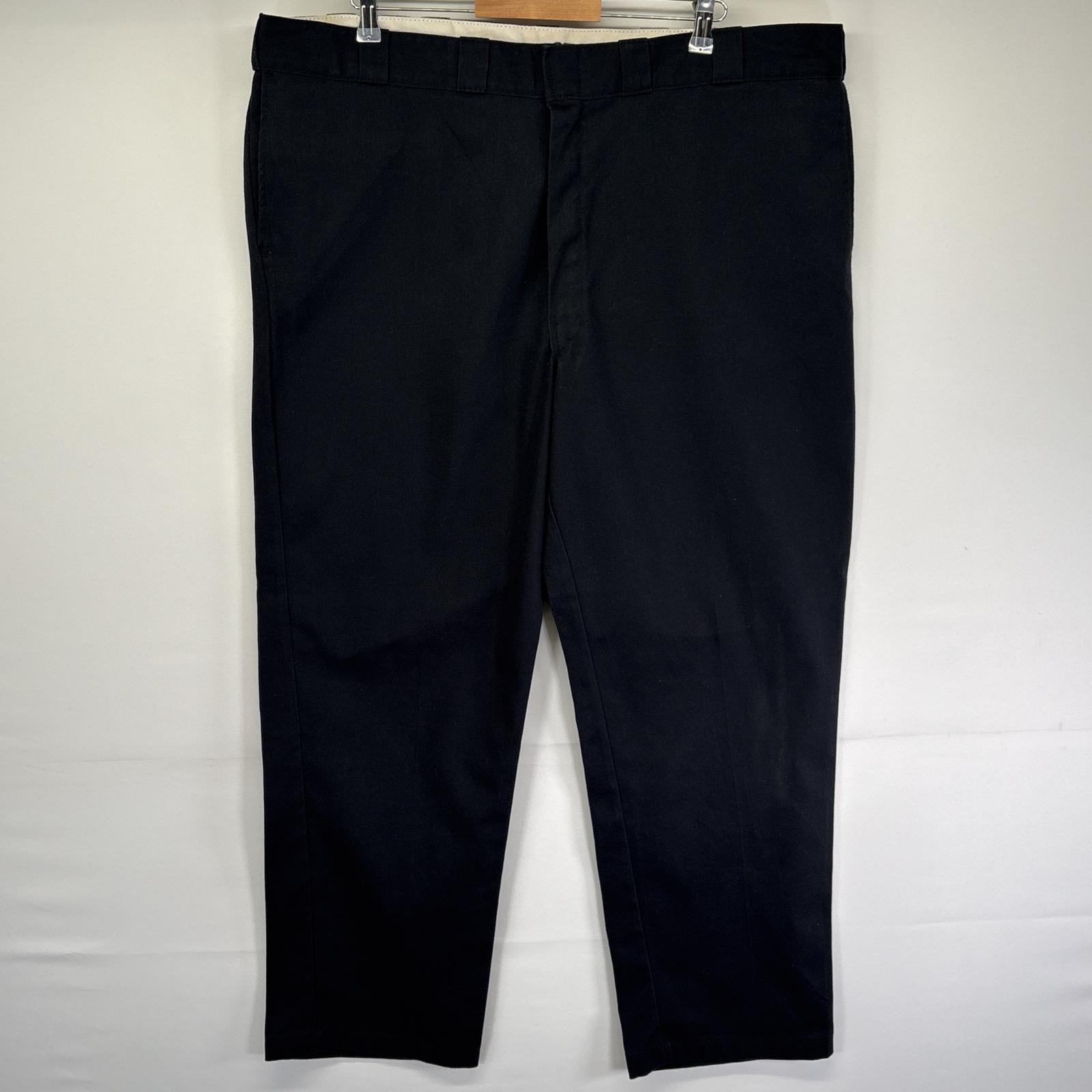古着 ディッキーズ Dickies ワークパンツ ストレート 874 チノパン ジッパーフライ 作業着 センタープレス w46 L32 ブラック メンズ