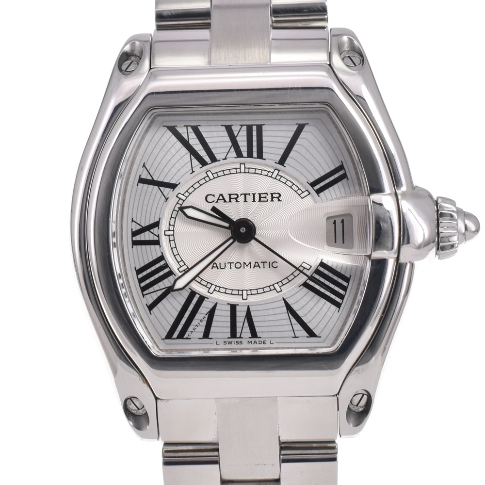 カルティエ CARTIER ロードスター LM デイト シルバー 自動巻き メンズ 良品 腕時計 G#147251