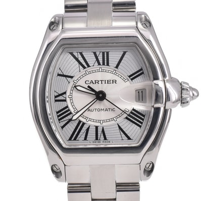 カルティエ CARTIER ロードスター LM デイト シルバー 自動巻き メンズ 良品 腕時計 G#147251