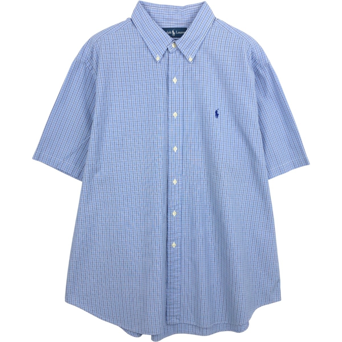 古着 ラルフローレン Ralph Lauren CLASSIC FIT クラシックフィット 半袖 ボタンダウン チェックシャツ メンズXXL相当/eaa665261