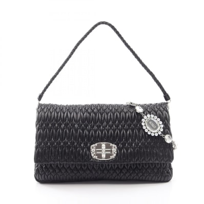 ミュウ ミュウ Miu Miu NAPPA CRYSTAL マテラッセ 2WAY ショルダーバッグ バッグ レザー レディース ブラック系 【中古】