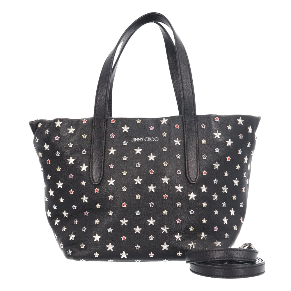 ジミーチュウ スタースタッズ ミニサラ ショルダーバッグ レザー ブラック レディース JIMMY CHOO  中古