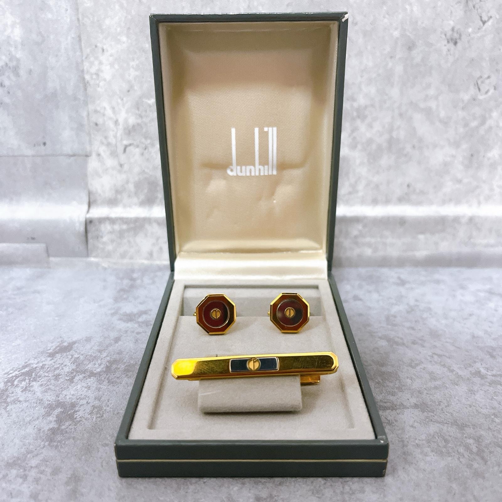 D (傷や汚れあり)】【dunhill】ダンヒル 箱付き カフス＆タイピン