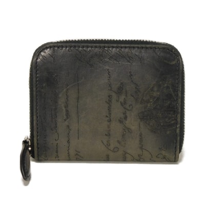 Berluti ベルルッティ ワパ マネーパース 新ロゴ スクリットレザー ジップ コインパース ラウンドファスナー ブラック コンパートメント カードケース 財布 パスケース ネロ グリージョ 現行 カリグラフィ ネログリジオ コインケース