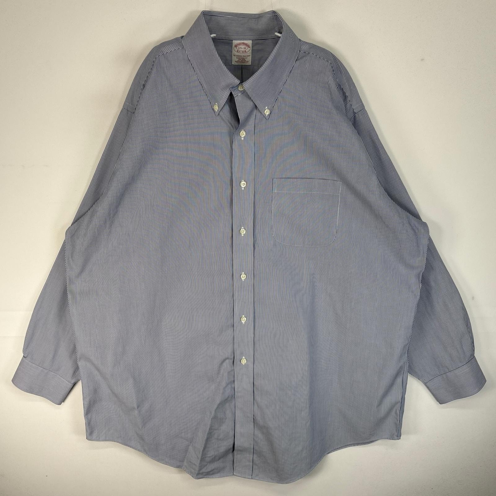 古着 ブルックスブラザーズ Brooks Brothers 長袖シャツ TRADITIONAL FIT 胸ポケ ボタンダウン XL  ブルー系 ストライプ メンズ