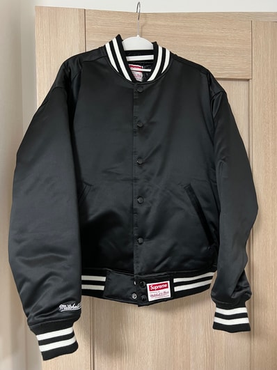 Supreme x Mitchell & Ness Satin Varsity Jacket "Black"