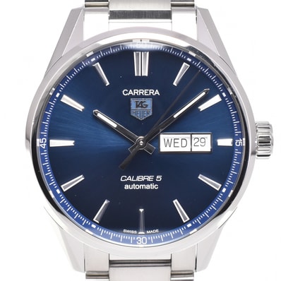 タグホイヤー TAG HEUER WAR201E.BA0723 カレラ キャリバー5 ブルー 自動巻き メンズ 良品 腕時計 G#147427