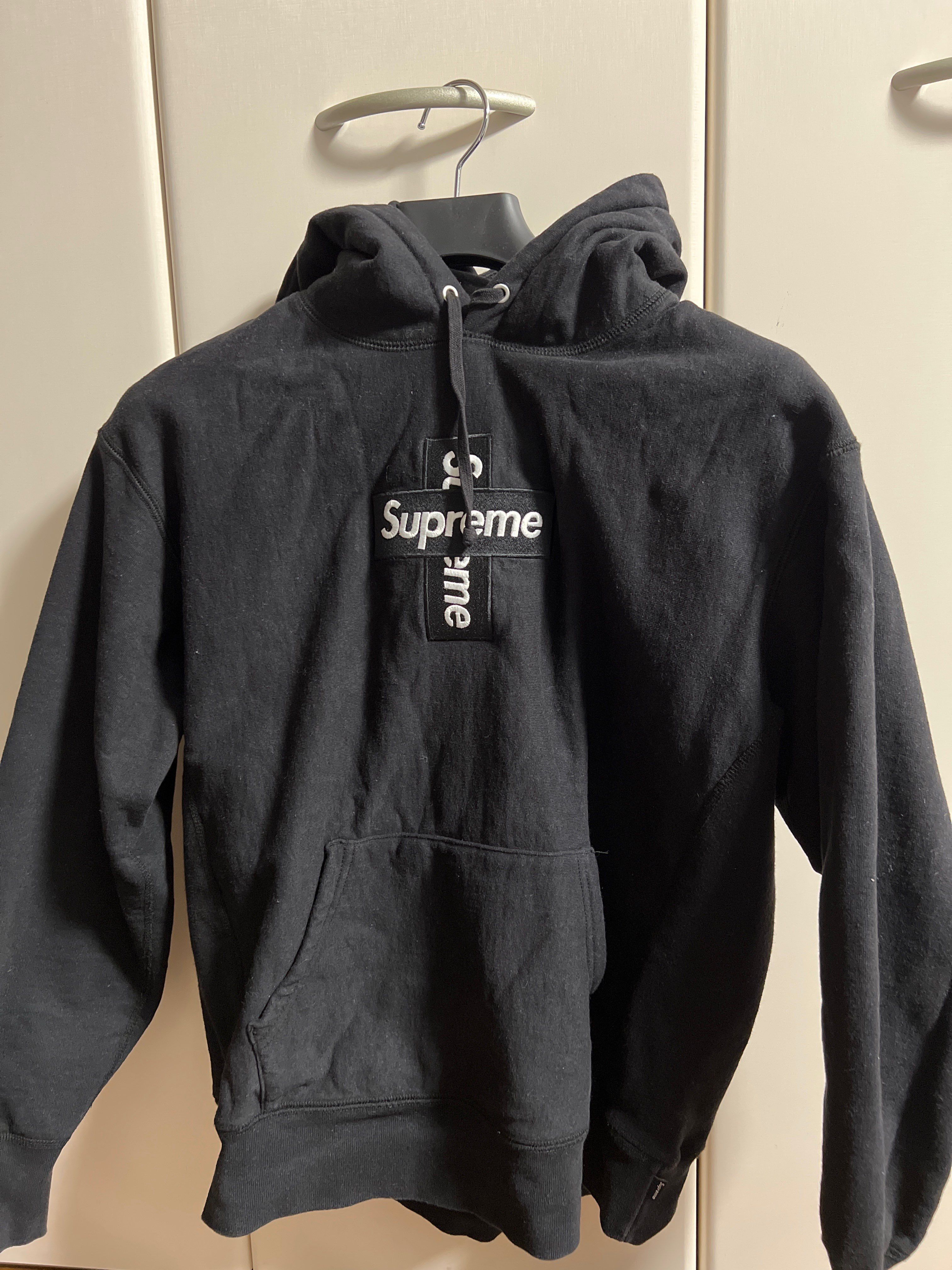 Supreme Cross Box Logo Hooded Sweatshirt "Black"