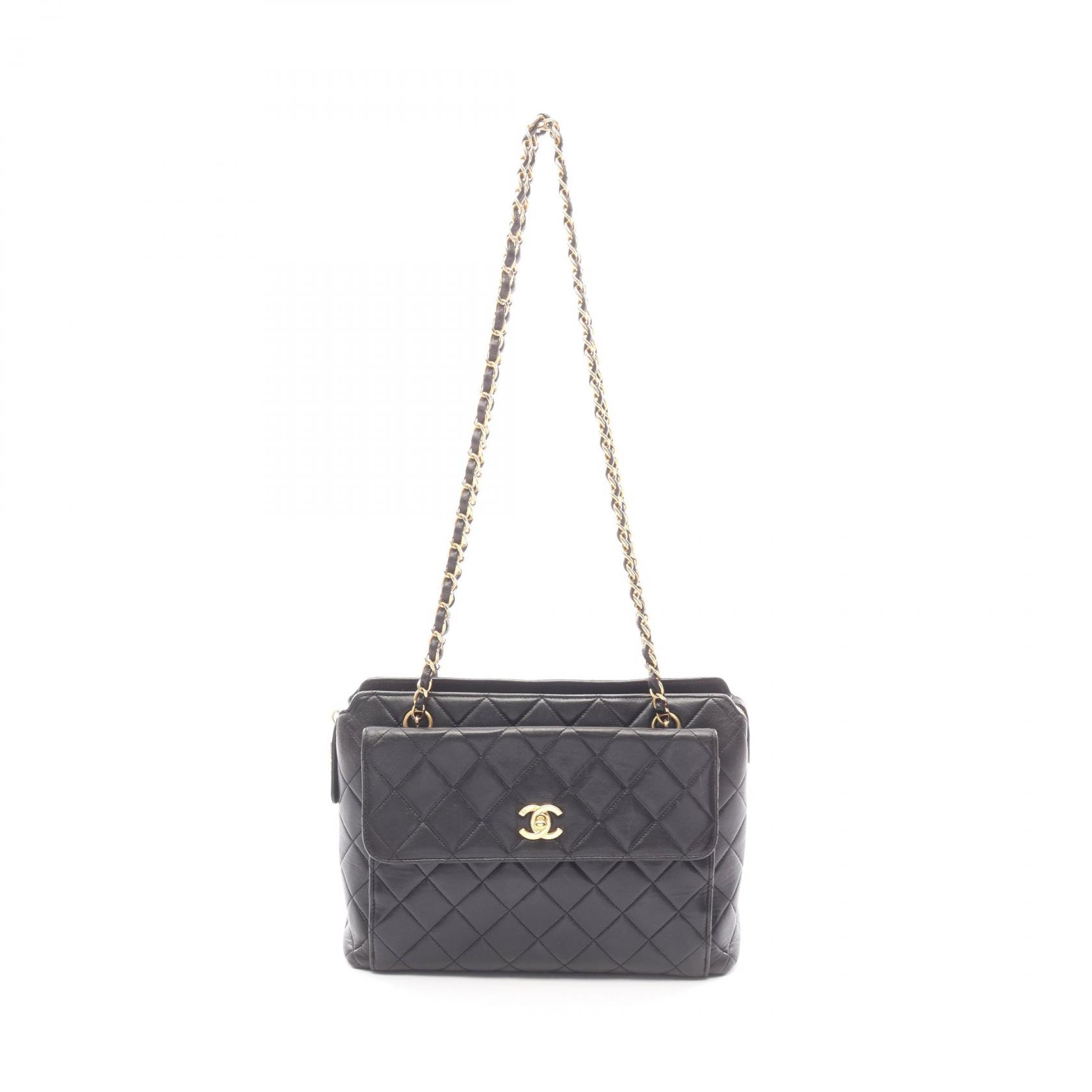 シャネル CHANEL マトラッセ ショルダートート トートバッグ バッグ ラムスキン(羊革) レディース ブラック系 【中古】