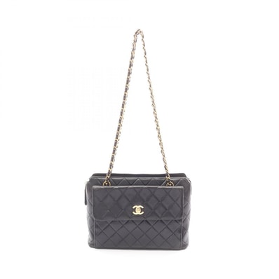 シャネル CHANEL マトラッセ ショルダートート トートバッグ バッグ ラムスキン(羊革) レディース ブラック系 【中古】