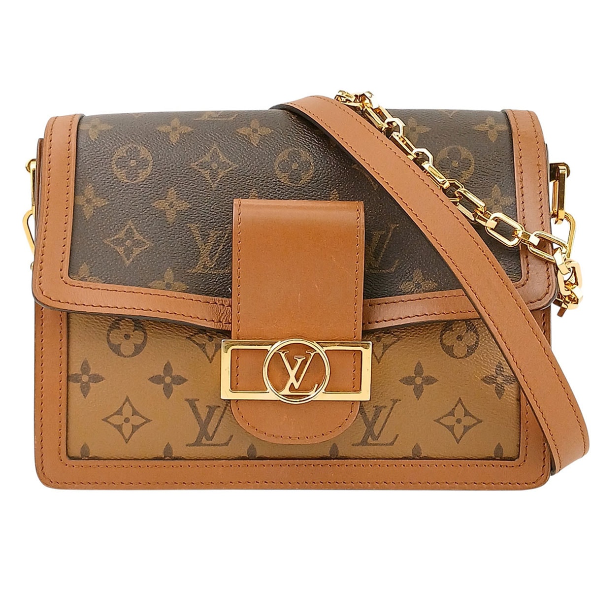 LOUIS VUITTON ルイ・ヴィトン ドーフィーヌ 2WAY チェーン ハンドバッグ ショルダーバッグ M44391 モノグラムリバース ブラウン レディース【中古】