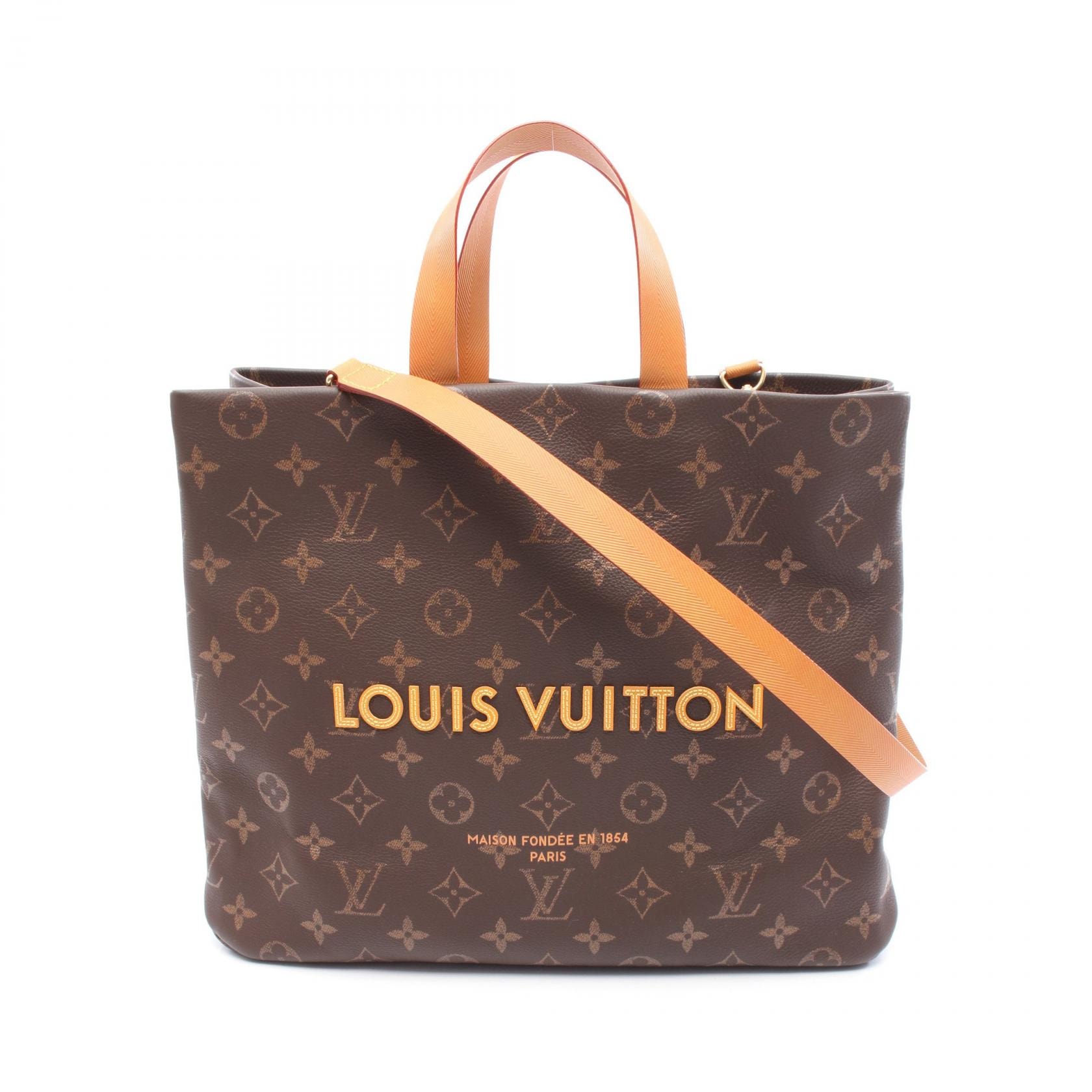 ルイ・ヴィトン LOUIS VUITTON ショッパートートMM トートバッグ バッグ レザー モノグラム メンズ ブラウン系 M13928 【中古】
