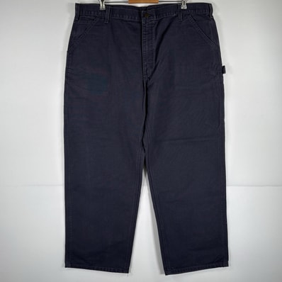 古着 カーハート Carhartt ワークパンツ ダック ペインターパンツ 作業着 ワンポイント ロゴ 大きいサイズ w42 L30 ネイビー メンズ