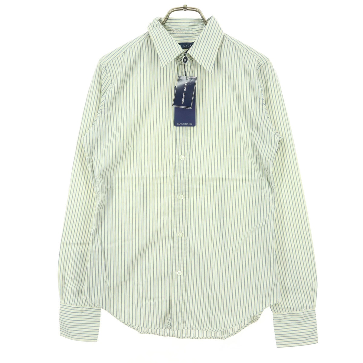 未使用 RALPH LAUREN ラルフローレン ストライプ柄 長袖 コットンシャツ 4 ブルー系