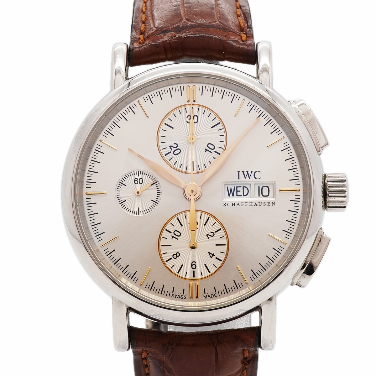 ★SALE【6wia0047】IWC アイダブリューシー シャフハウゼン ポートフィノ クロノグラフ デイデイト IW378302 シルバー文字盤【中古】腕時計 メンズ
