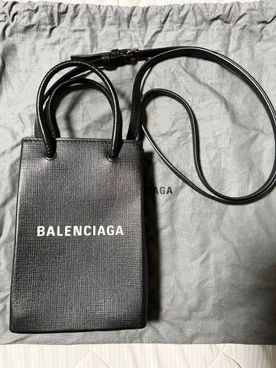 BALENCIAGA Mini Shopping Bag Squared Calfskin "Black"