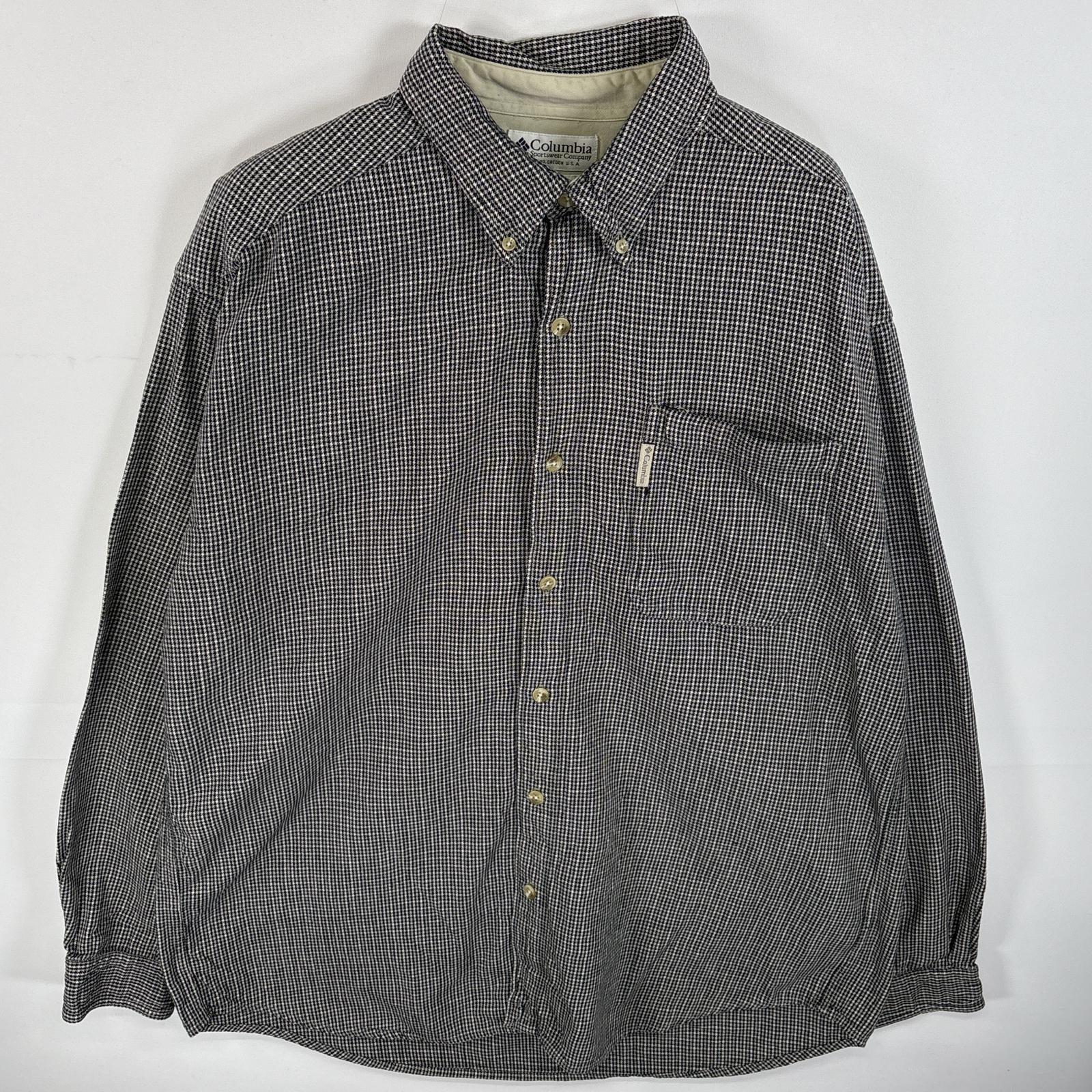 古着 コロンビア Columbia 長袖シャツ ボタンダウンシャツ ワンポイント ロゴ 大きいサイズ XL  ブラック系 チェック メンズ