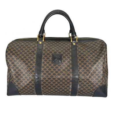 CELINE セリーヌ マカダム 45 ボストンバッグ レザー ブラウン メンズ【中古】