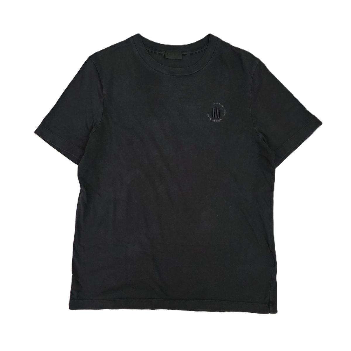 MONCLER モンクレール ロゴ 刺繍 プリント ラバーワッペン 半袖Tシャツ h10918c00026 S コットン ブラック メンズ【中古】