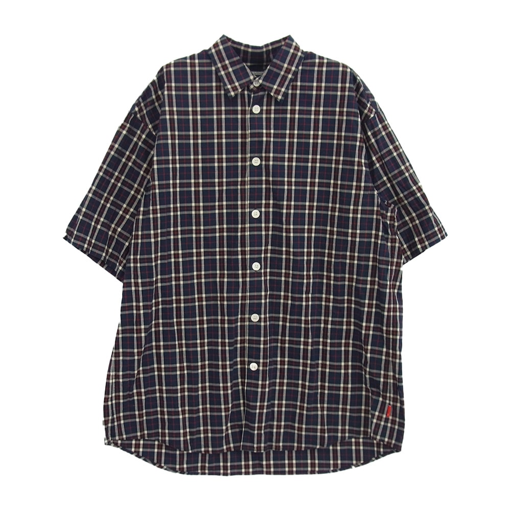UNDERCOVER アンダーカバー 半袖シャツ UCU4408-2 オーバーサイズ チェック柄 半袖シャツ ネイビー系 2【中古】