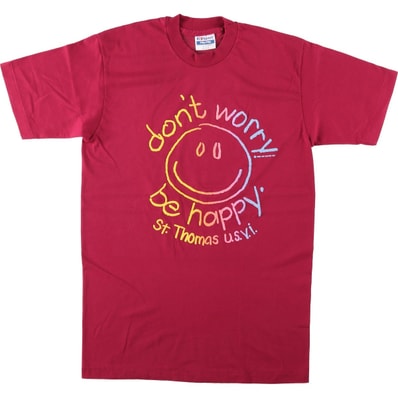 古着 80年代 ヘインズ Hanes Fifty-Fifty 青タグ スマイル プリントTシャツ USA製 メンズM相当 ヴィンテージ/eaa626775