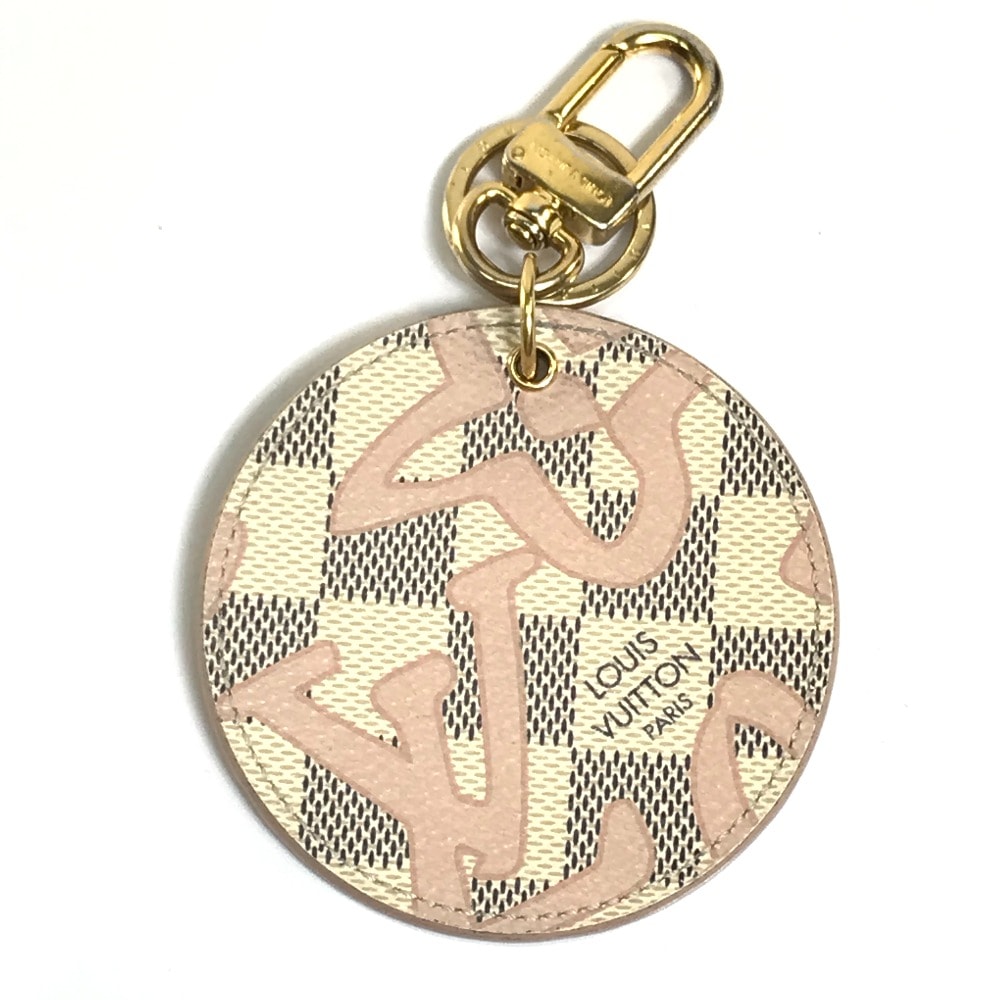 ルイヴィトン LOUIS VUITTON ポルトクレタイシエンヌ タヒチ M61943 ダミエアズール チャーム キーホルダー ダミエアズールキャンバス ホワイト×ピンク