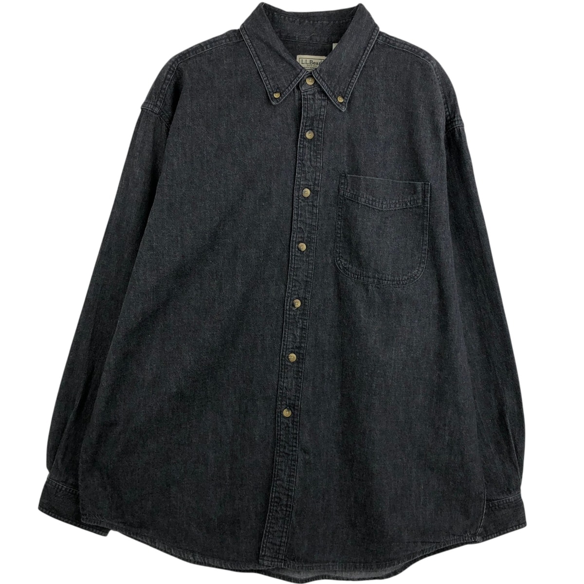 古着 90~00年代 エルエルビーン L.L.Bean ボタンダウン 長袖 ブラックデニムシャツ メンズL相当 ヴィンテージ/eaa663293
