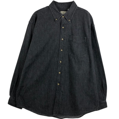 古着 90~00年代 エルエルビーン L.L.Bean ボタンダウン 長袖 ブラックデニムシャツ メンズL相当 ヴィンテージ/eaa663293