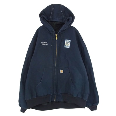 Carhartt カーハート メキシコ製 キルティングフリースライニング ダック地 アクティブ ジャケット ネイビー系 4XL【中古】