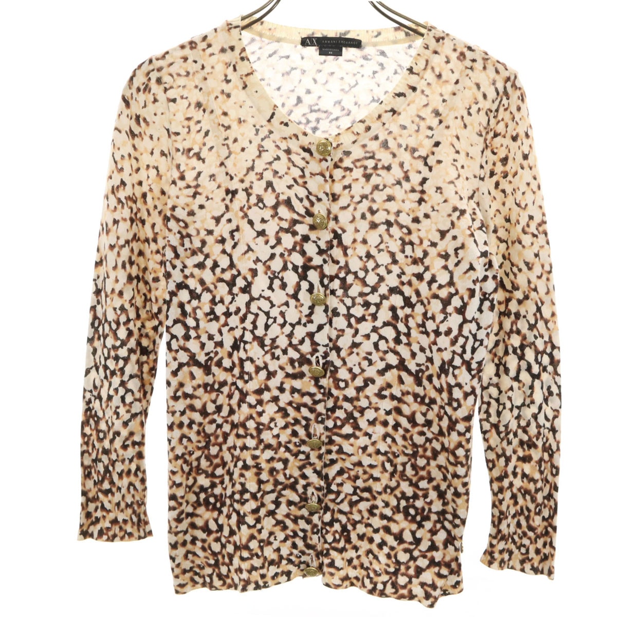 ARMANI EXCHANGE アルマーニエクスチェンジ 総柄 長袖 ニットカーディガン XS ベージュ