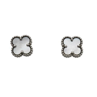 ★SALE【6jhb0678】ヴァンクリーフ&アーペル ピアス スウィート アルハンブラ K18WG ホワイトゴールド マザーオブパール【中古】レディース