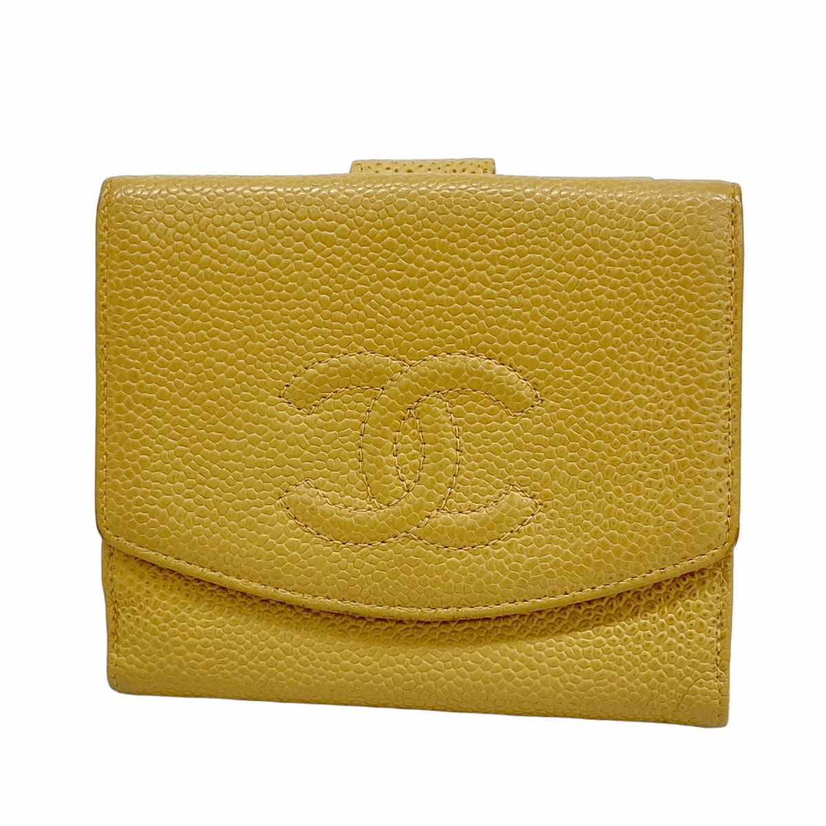 ★SALE【6cd4472-k】シャネル 財布 キャビアスキン ベージュ シャンパンゴールド金具【中古】レディース