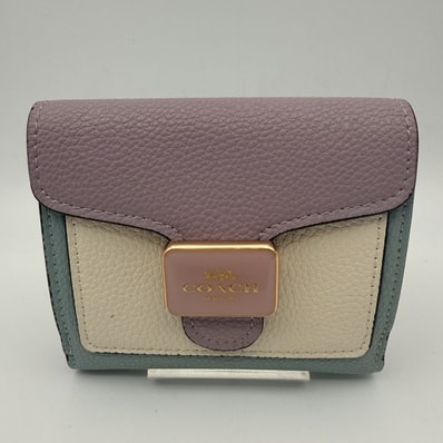 【4/23 11:00販売終了予定】COACH(コーチ) ペッパー ウォレット カラーブロック 三つ折り財布 ゴールド金具