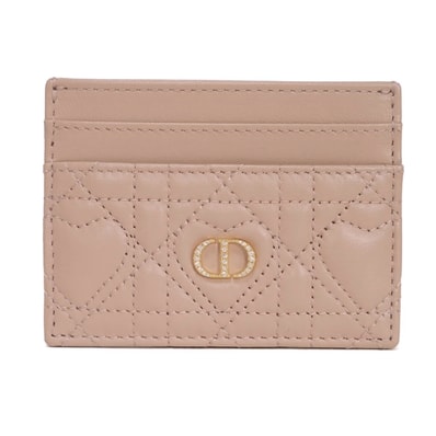 Dior ディオール カロ フリージア カードホルダー 日本限定 CDロゴ クリスタル ラインストーン ベージュピンク パスケース 名刺入れ 未使用 ハート カナージュ ダスティピンク カードケース S4205UJNH_M42P