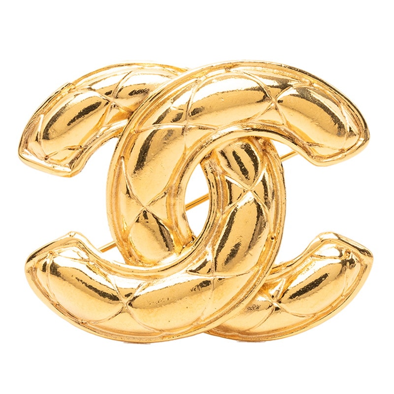 シャネル ヴィンテージ マトラッセ ココマーク ブローチ ゴールド メッキ レディース CHANEL 【中古】