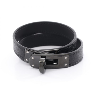 エルメス HERMES ケリーブレスレット ドゥブルトゥール ブレスレット アクセサリー レザー シャムキラ / シェーブル シェーブル レディース ブラック系 010680CH 【中古】