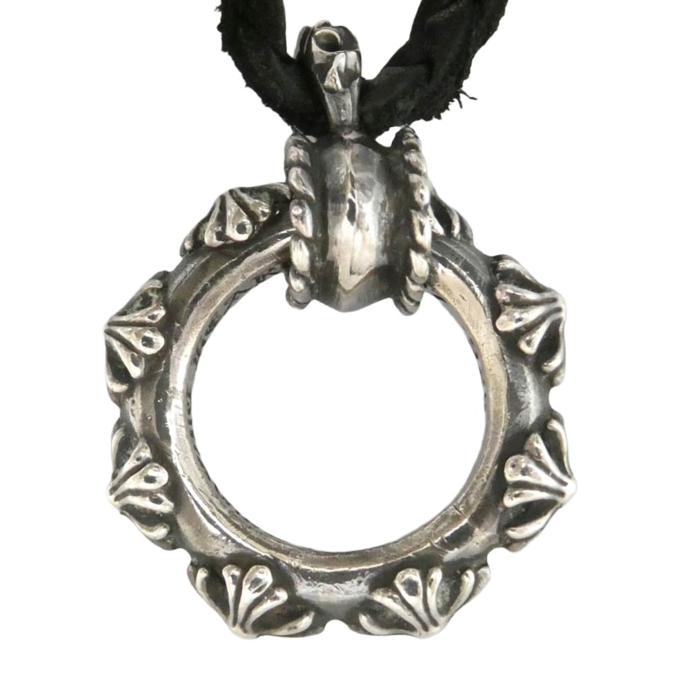 CHROME HEARTS クロムハーツ(原本無) GALF インテレクチュアルギャラリー購入証明書付属 EWLP CROSS BAND アイウェアループ クロスバンド Wレザーブレード ネックレス ブラック系 シルバー系【中古】