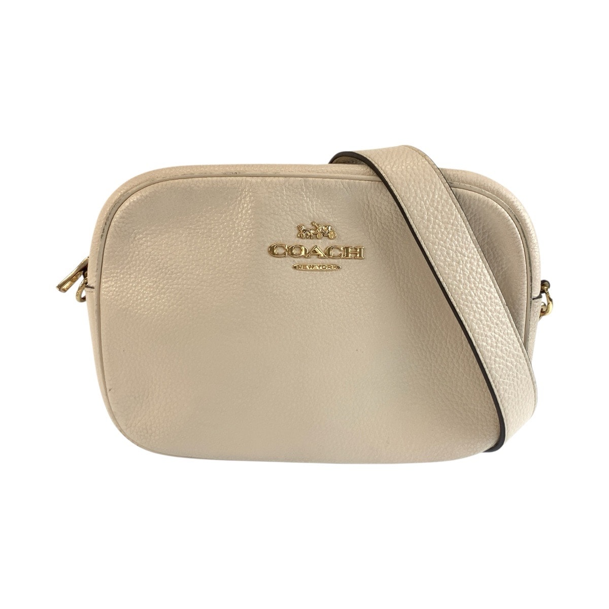 COACH コーチ ホワイト クリーム ゴールド金具 レザー ショルダーバッグ メッセンジャーバッグ 604114 【中古】