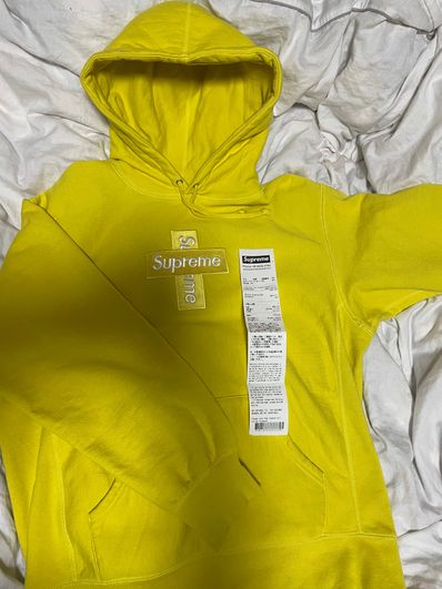 Supreme Cross Box Logo Hooded Sweatshirt "Yellow"