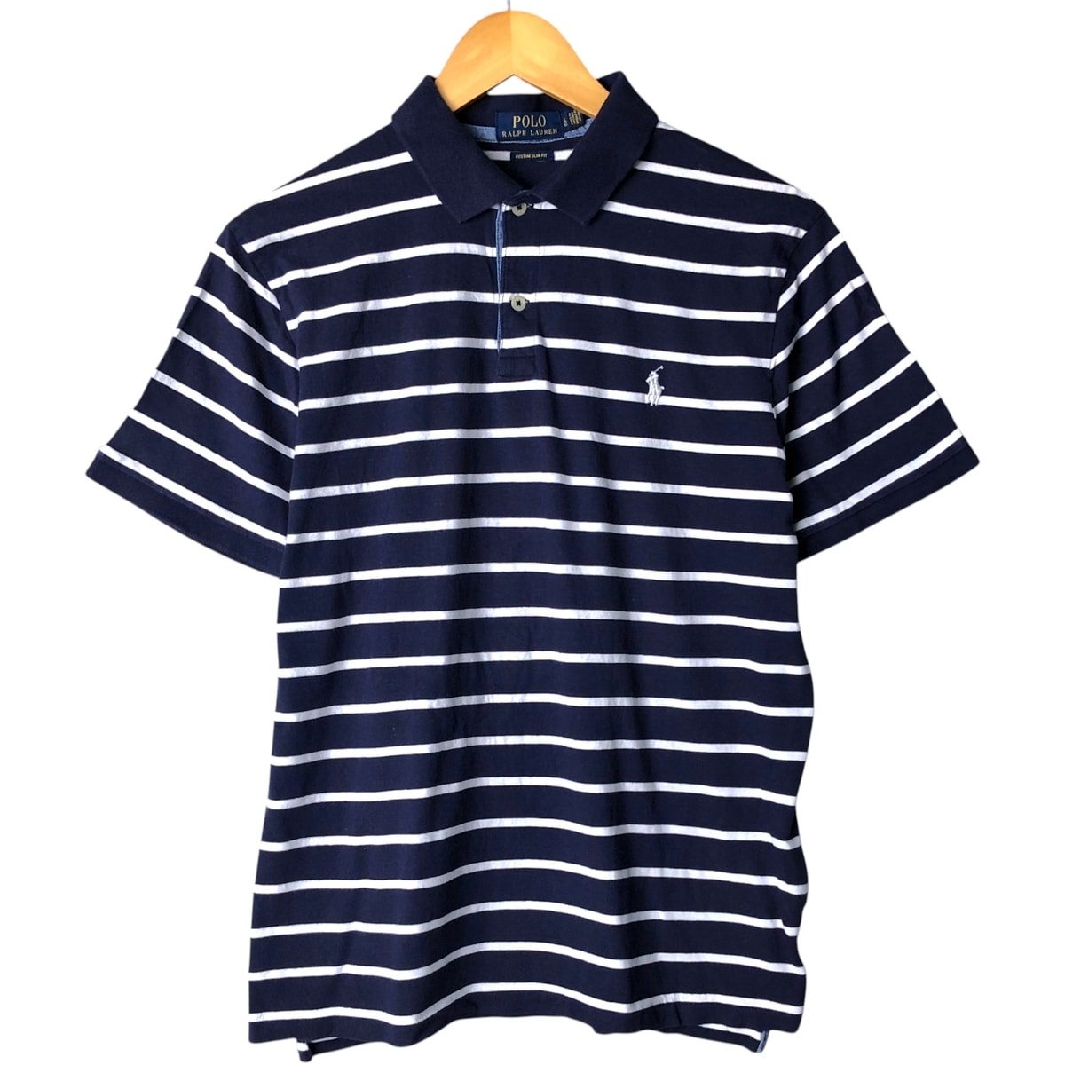 古着 ラルフローレン Ralph Lauren POLO RALPH LAUREN CUSTOM FIT 半袖 ボーダー ポロシャツ メンズL相当/eaa576360