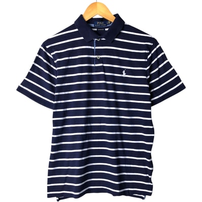 古着 ラルフローレン Ralph Lauren POLO RALPH LAUREN CUSTOM FIT 半袖 ボーダー ポロシャツ メンズL相当/eaa576360