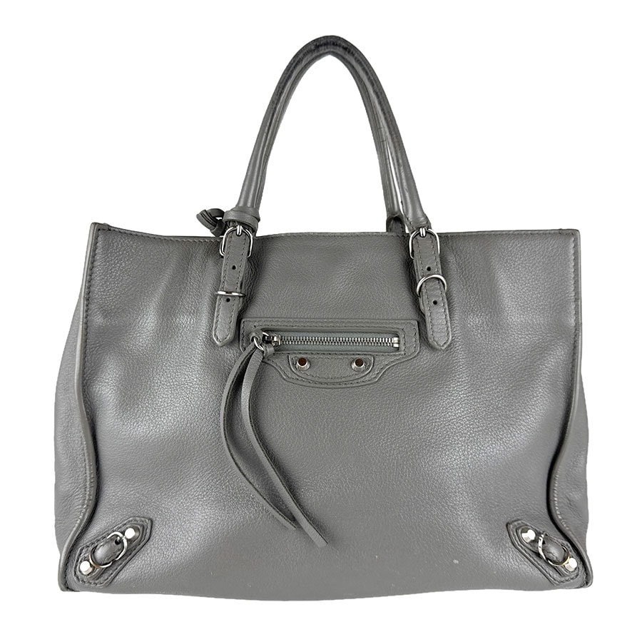 バレンシアガ BALENCIAGA ハンドバッグ ショルダーバッグ ペーパーA6 レザー グレー レディース 370926【中古】 z8945